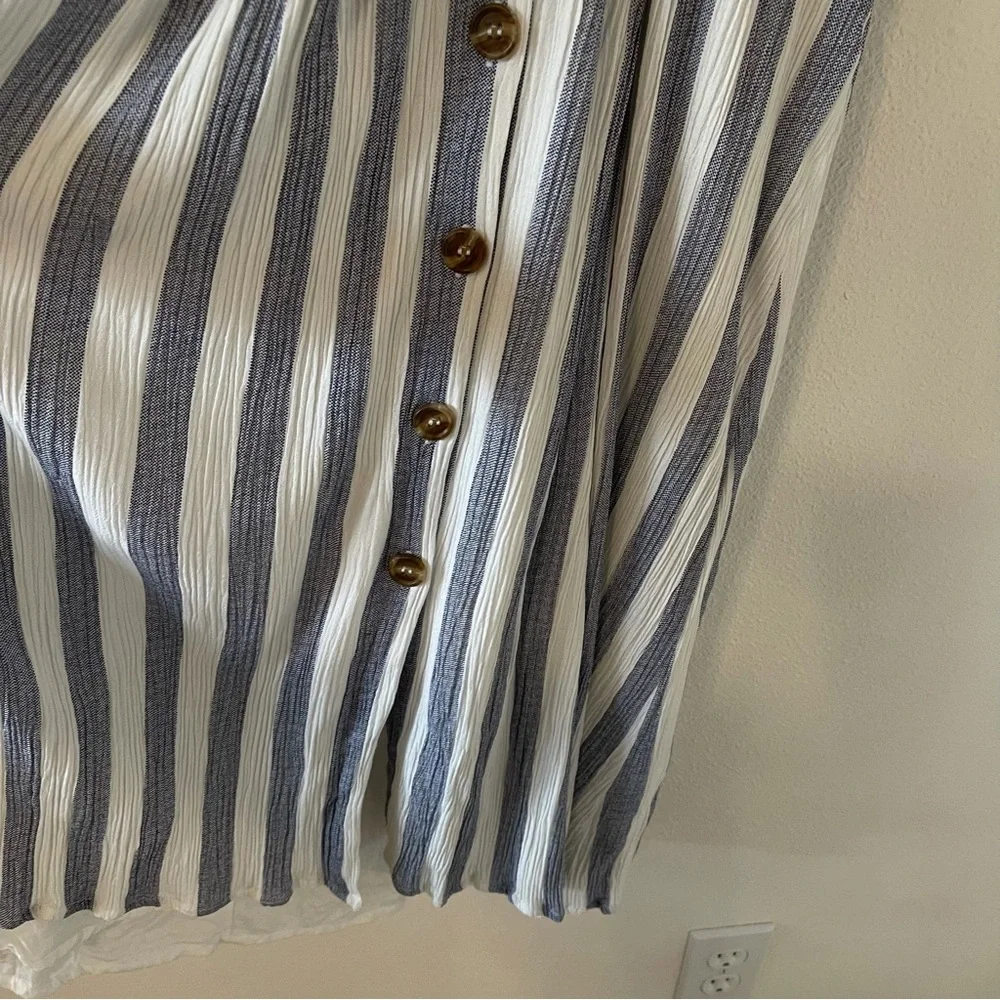 Lulu’s Pier of Influence Blue White Striped Midi Dress Guaze Open Back-XS - Picture 7 of 11